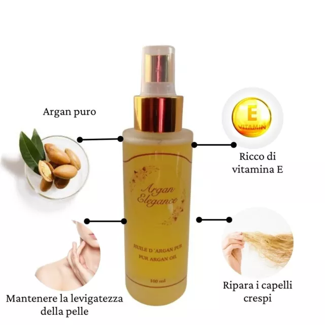 Olio di Argan Biologico 100ml - 100% Pur- Viso,Viso,Corpo, Capelli, Barba,Unghie