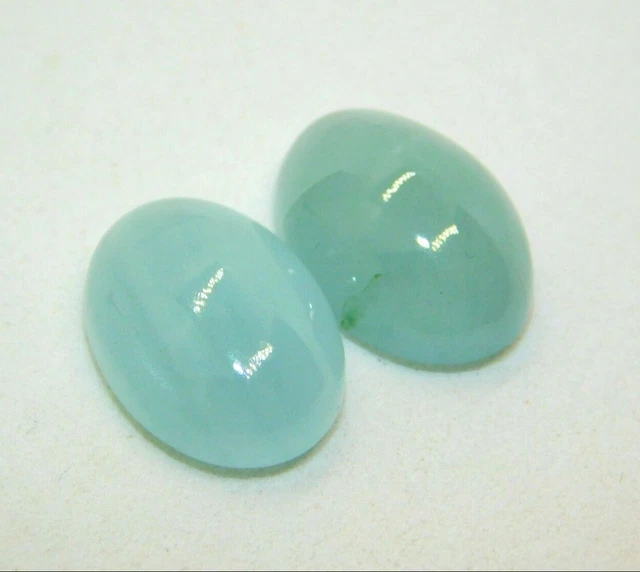 25.15 Carat Natural 18x13 mm Pair Milky Santa Maria Aquamarine Cabochon Gemstone