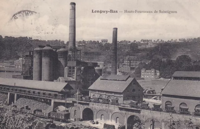 Carte postale ancienne postcard LONGWY-BAS hauts-fourneaux de saintignon ti 1911