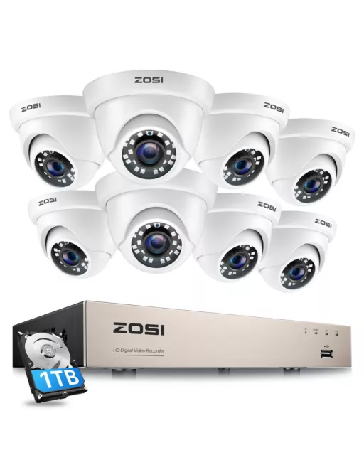 ZOSI 1080P Surveillance Security System 8CH DVR Outdoor HD CCTV Camera Home 2TB
