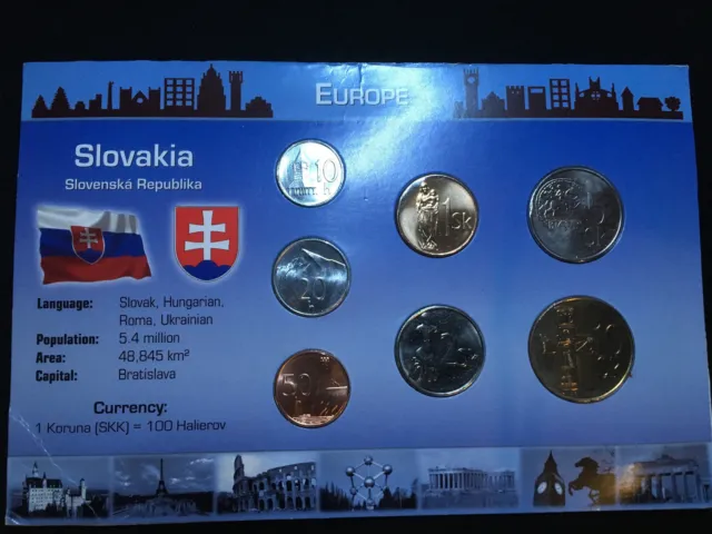 Slovakia Korun 7 Münzen Blister 