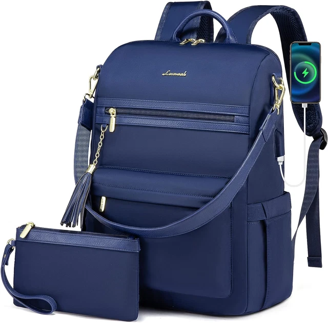 Laptop Backpack Women,15.6 Inch Convertible Backpack Purse for Women with USB Po