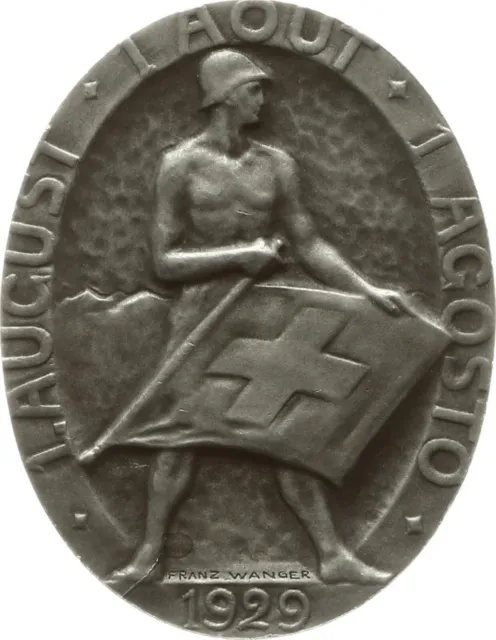 Schweiz, Versilberte Bronzemedaille 1929, Nationalfeiertag, Bundesfeier