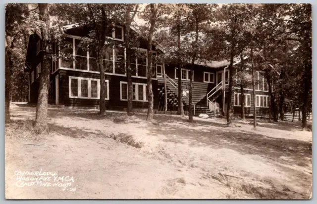 Twin Lake Michigan 1940s RPPC Real Photo Postcard Butler Lodge Camp Pinewood