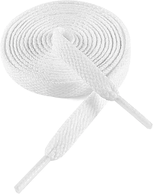 White Flat Shoelaces for Sneakers - 54" Long, 100% Polyester
