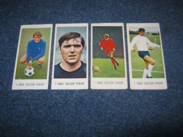 4 Lyons Maid Soccer Stars Cards With Tokens 1970.