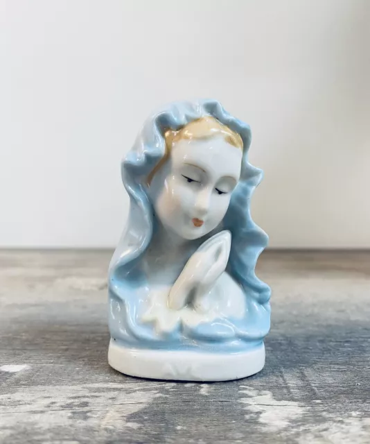 Vintage AVE Japan Virgin Mary Porcelain Figure Statue Bust Catholic Religious