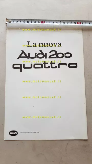 Nuova Audi 200 Quattro 1984 depliant auto epoca originale ITALIANO