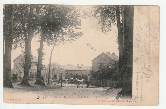 NOYON - Oise - CPA 60 - la Gare prise du Cours