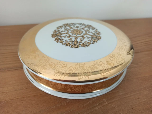 Boîte vintage double bonheur chinoise en porcelaine Blanc/Bleu Floral,Végétal/Logo