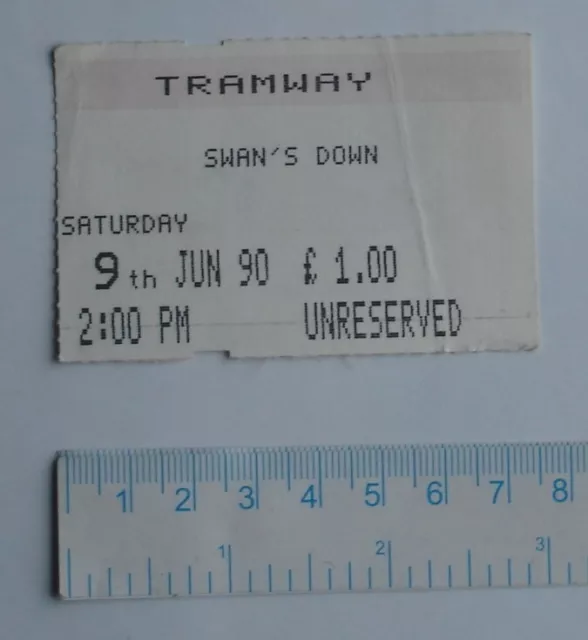 One used 1990 theatre ticket stub  -SWAN'S DOWN-  09.06.90-Tramway Glasgow