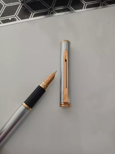 Stylo Plume en Or 18K Waterman Executive Acier/Or Fountain Pen Solid Gold Nib