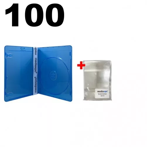 100 PREMIUM SLIM Blu-Ray Single DVD Cases 7MM & 100 OPP Bags