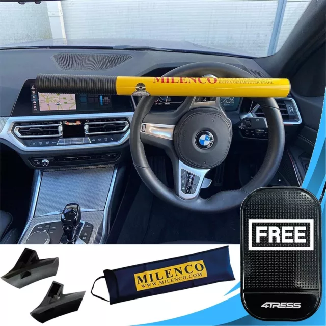 Milenco Heavy Duty Car Steering YELLOW Wheel Lock Anti Theft +Bag+Pad  6798.M✅