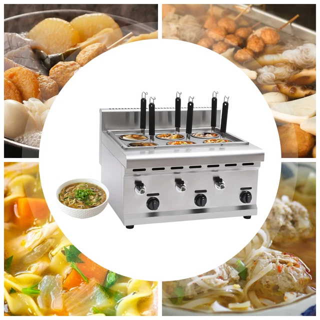 6 Holes Electric Noodle Cooking Machine Pasta Cooker Oven w/6 Sets Baskets USA