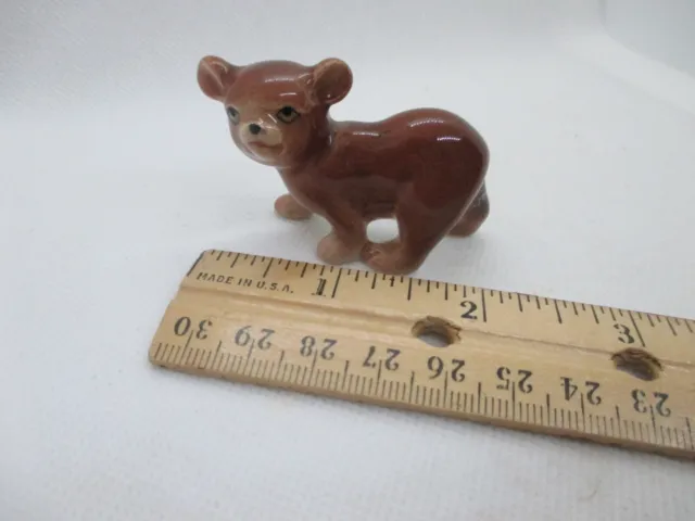 Vintage small brown bear cub figurine - ceramic marked Japan