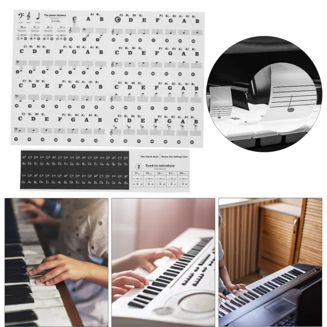 (Black)Piano Key Sticker Electronic Organ Universal Keys Transparent IDS