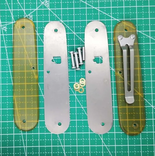 1 Pair ULTEM PEI Scales with Pocket Clip for 91mm Victorinox Swiss Army Knife