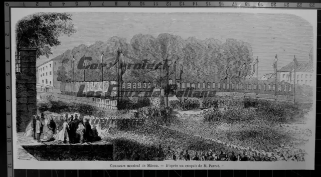 MACON CONCOURS MUSICAL  gravure 1861 document print