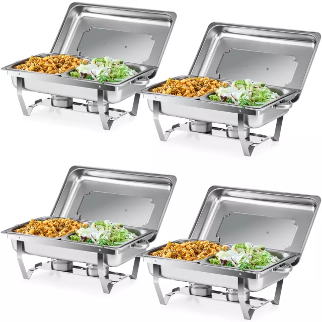 4 Pack 9L Chafing Dish Buffet Set Stainless Steel Food Warmers Half Size Pans