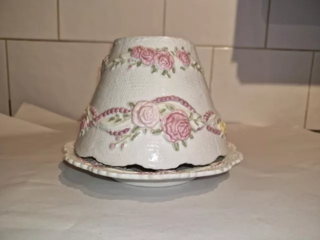 Yankee Candle Shade & Tray Antique Rose For Large Candle.