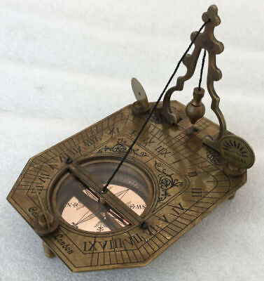 Sundial Compass Brass London Nautical Vintage Antique Compass Maritime