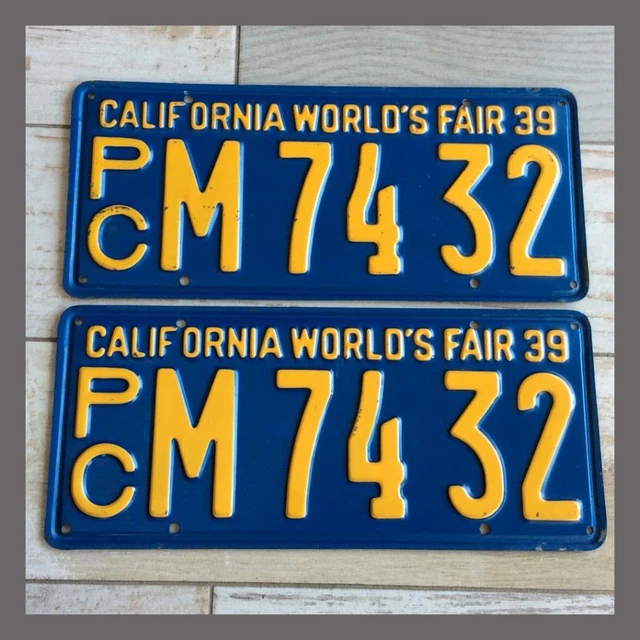 1939 CALIFORNIA TRUCK Commercial License Plates Pair Original DMV Clear