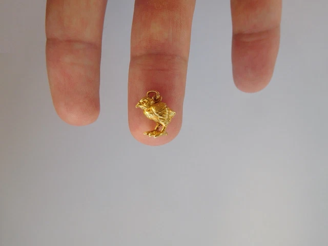Rare French Art Nouveau Victorian 18K Gold Easter Chick Chicken Pendant Charm 🐥