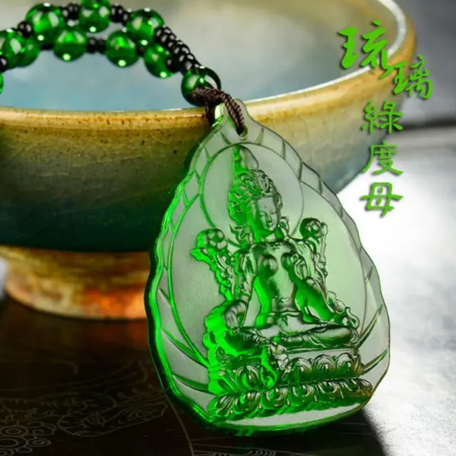 Buddha Statue Green Tara Pendant Feng Shui Tibetan Buddhist Amulet Necklace