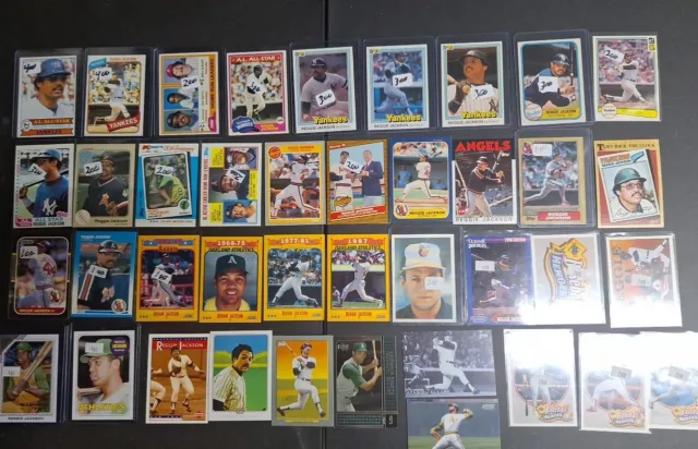 1979 - 2022 Reggie Jackson Baseball Card Lot Of 40 Different. $80 Value