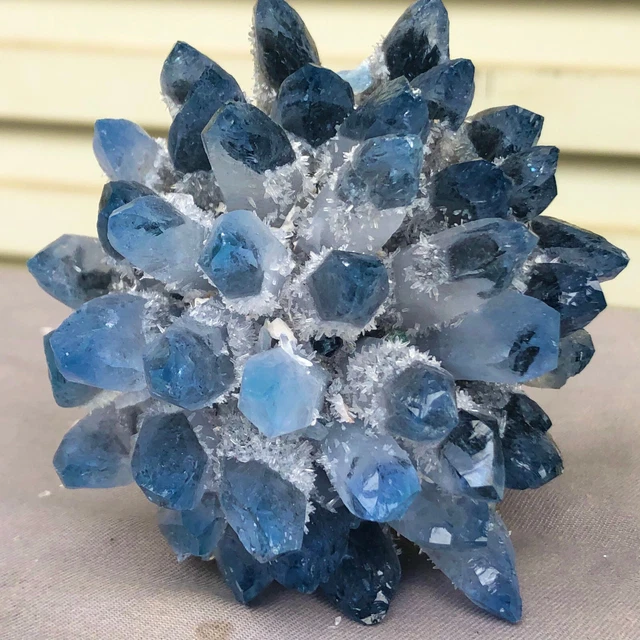 432g  New Find blue Phantom Quartz Crystal Cluster Mineral Specimen Healing 12
