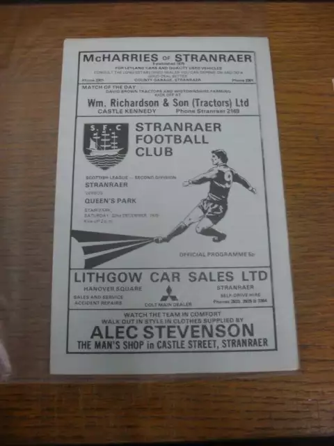 22/12/1979 Stranraer v Queens Park  (4 Pages)