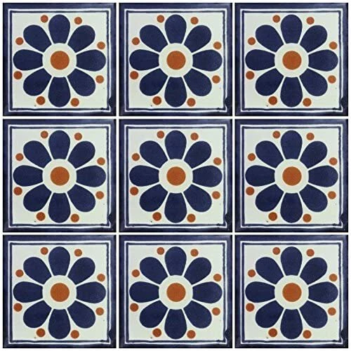 Ceramic Talavera Mexican Tile 4x4", 9 Pieces A1 Export Quality! - EX34