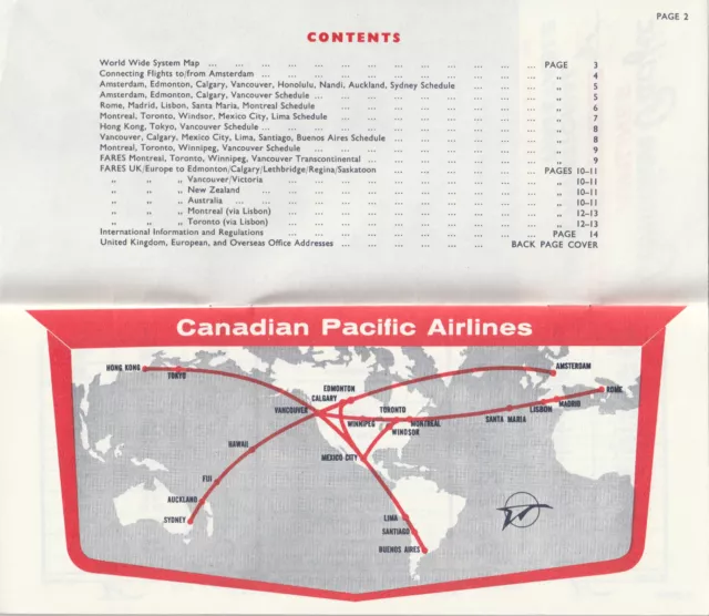 Canadian Pacific Airlines Flugplan Timetable 1963 2