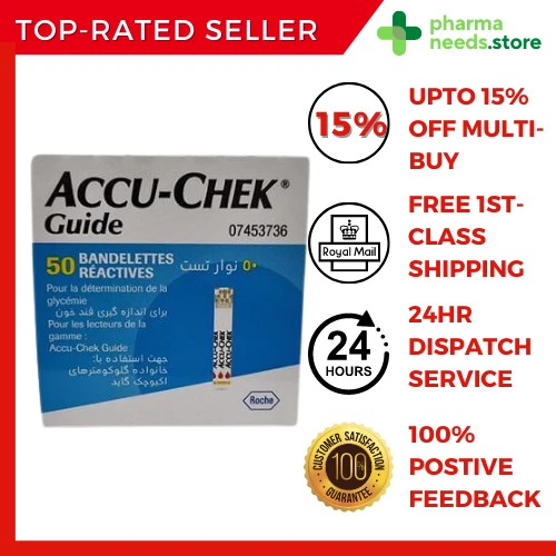 ROCHE ACCUCHEK GUIDE Blood Glucose Code Free Test Strips (50) EXP 02/