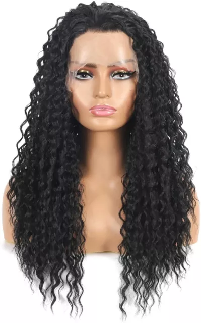 Long Synthetic Lace Front Wig Curly Wigs for Women Black Middle Part Wig Realist
