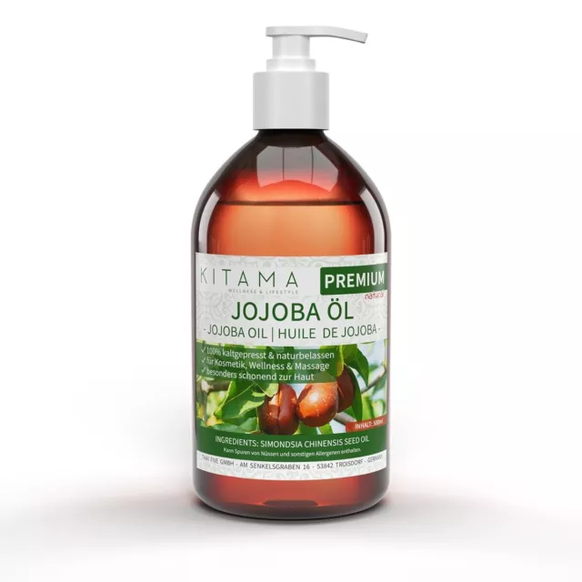Jojobaöl kaltgepresst nativ 500ml 0,5L (Liter) zur Hautpflege Massage Haarpflege