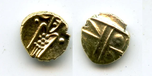 Rare gold fanam minted by the Dutch VOC company in Tuticorin, ca.1658-1779, Sout