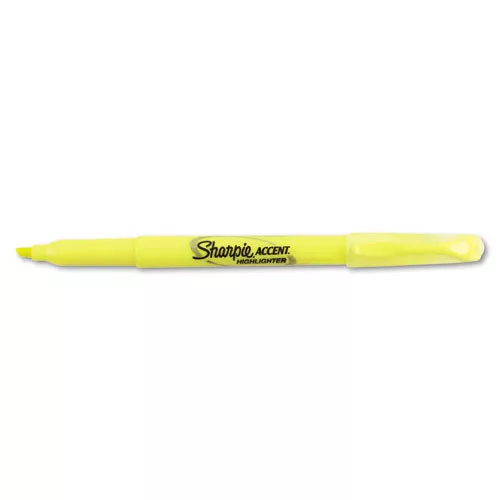 Sharpie Accent Pocket Style Highlighter, Chisel Tip, Fluorescent Yellow, Each