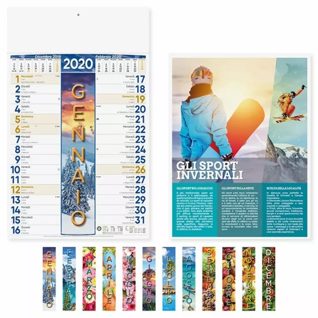 Calendari personalizzati 2020 pubblicitario illustrato parete muro 4 stagioni PA