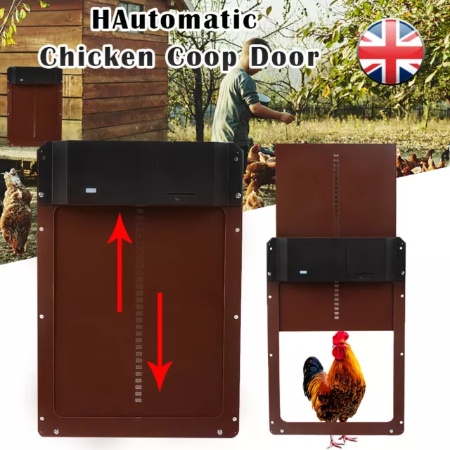 Waterproof Automatic Chicken House Door Opener Light Sensor Chicken Coop Door UK