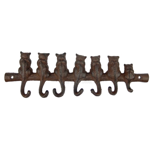 Cats Tail Key Rack Hook Cast Iron Towel Coat Hanger Wall Mounted Antique Style