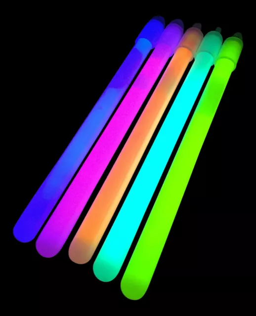 25 x 6 pouces pouces bâtons lumineux réguliers (10 mm) + cordons - Glowtopia pour toutes les occasions