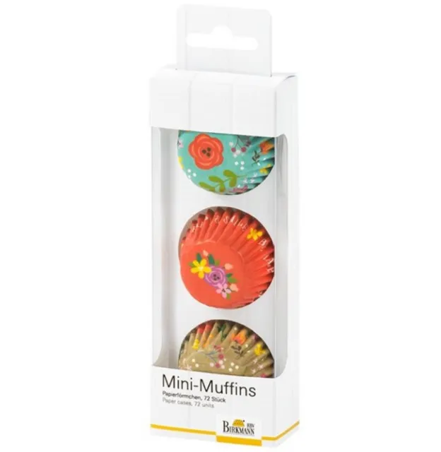 Muffin CupCake Mini Küchlein Papierförmchen Form Be Happy & Smile Blumen 72St