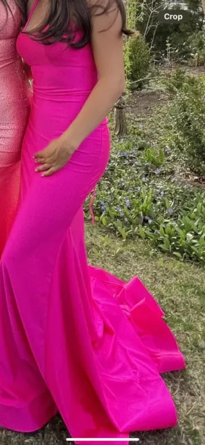 AMARRA Fitted Prom Gown. Size 4 Small Train Hot Pink Evening Dress