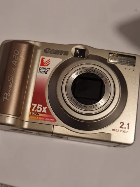 Vintage Canon PowerShot A20 2.1MP Digital Camera AA Batt 7.5 Opt/Dig Zoom