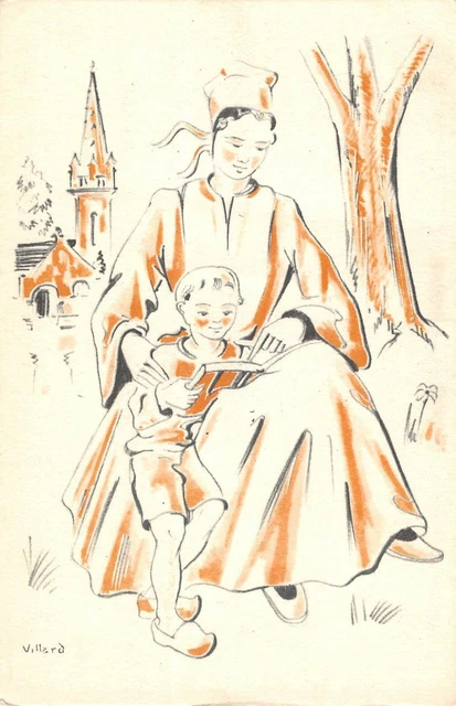 Cpa Illustrateur Breton Signe Villard