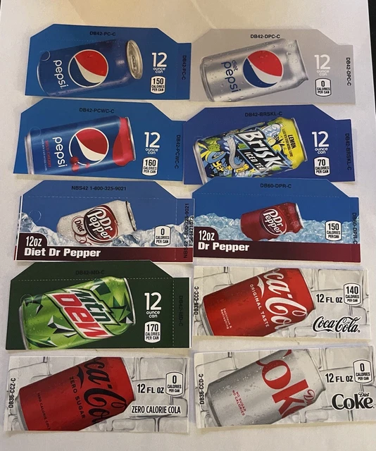 VENDING MACHINE LABELS for Stacker, 12oz Cans, Pepsi and Coke 10 Labels