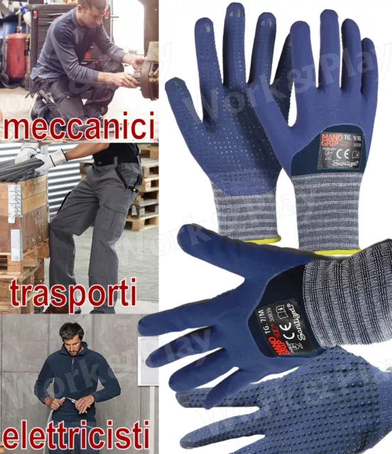 GUANTI DA LAVORO IN NYLON SPALMATI IN NITRILE FOAM industria chimica meccanico