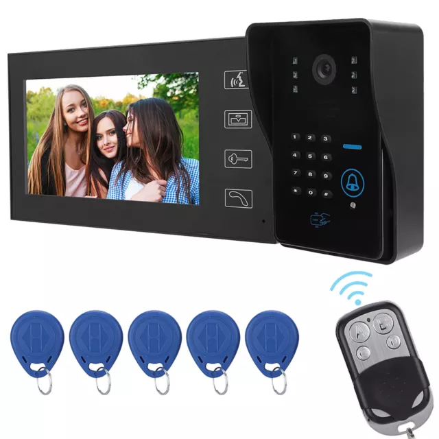 7in Video Door Phone Wired Access Control Doorbell Kit Home Intercom System HB0